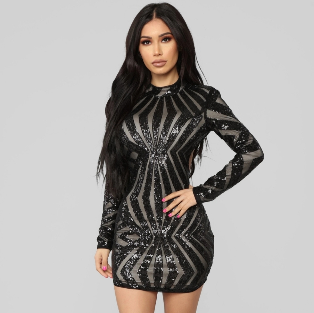 Sequins Backless Mini Dress